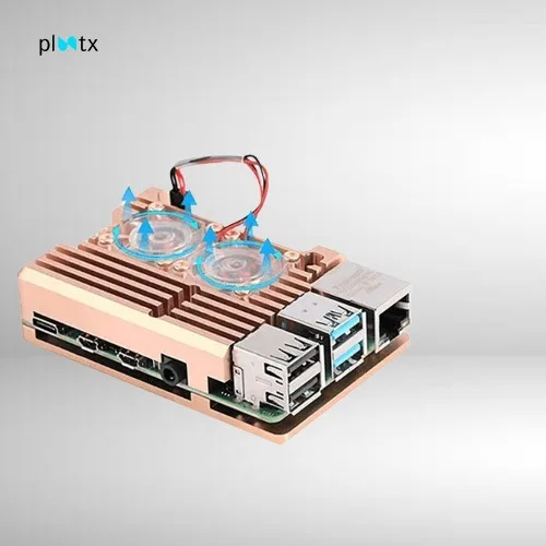 Raspberry Pi Metal Aluminum Case with Double Fans for Raspberry Pi 4B (Gold) - Image 3