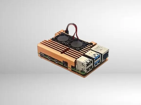 Raspberry Pi Metal Aluminum Case with Double Fans for Raspberry Pi 4B (Gold)
