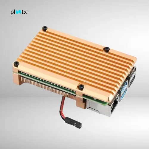 Raspberry Pi Metal Aluminum Case with Double Fans for Raspberry Pi 4B (Gold) - Image 2